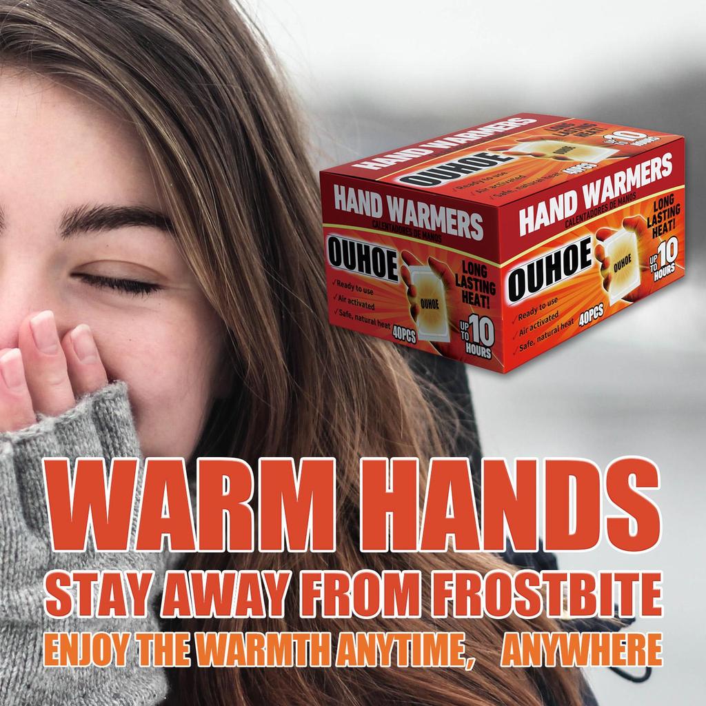 OUHOE Hand Warmer Set Instant Heat Activation Warm Hands & Ward Off Cold Long-Lasting Heat Retention Suitable for Whole Body Use 40pcs