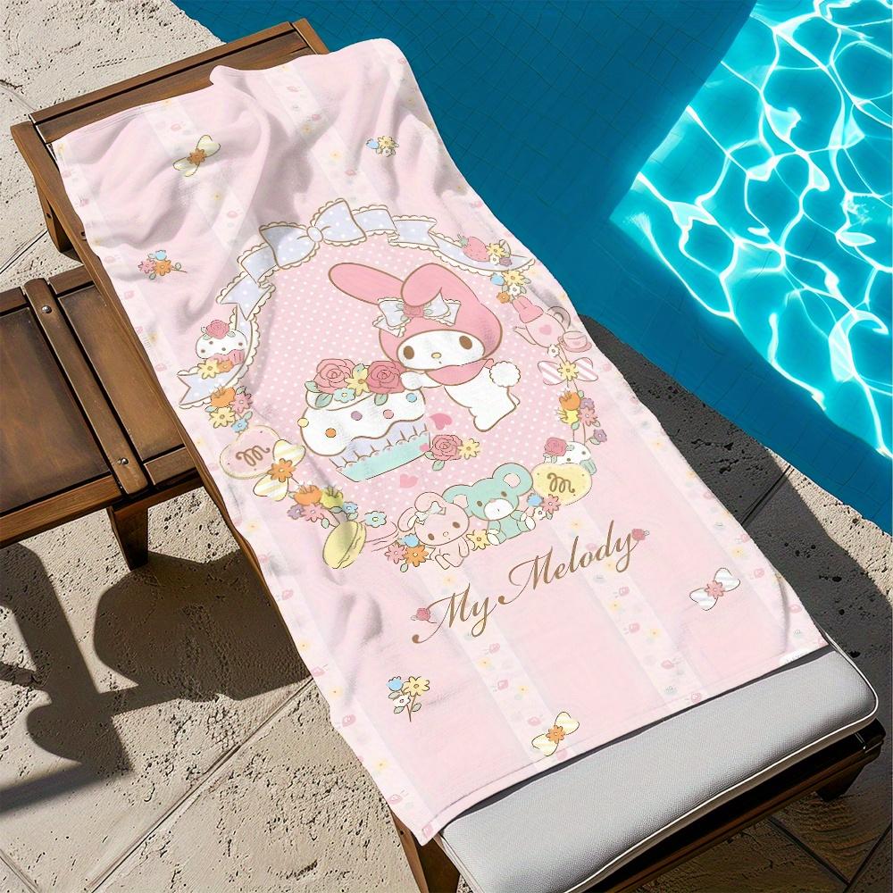 Pastel My Melody Cupcake Beach Towel Single Sided Print Durable Towel Home Bathroom Pool Beach Playful Vibe Decor Gift For Kids
