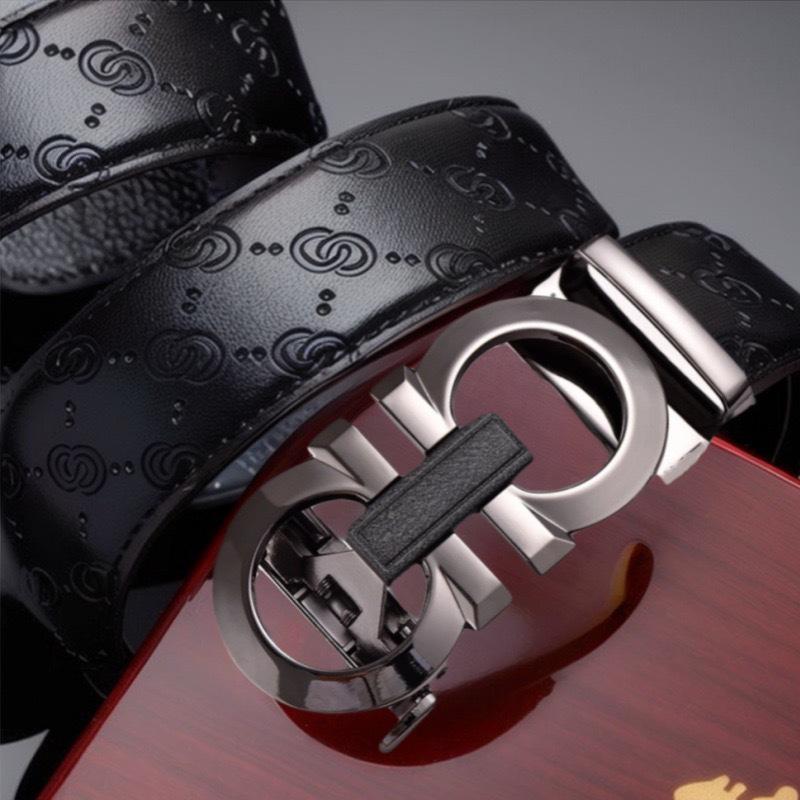Men's High-End Leather Belt with Automatic Buckle: Durable, Stylish Gift for Young and Middle-Aged Fashion Trends