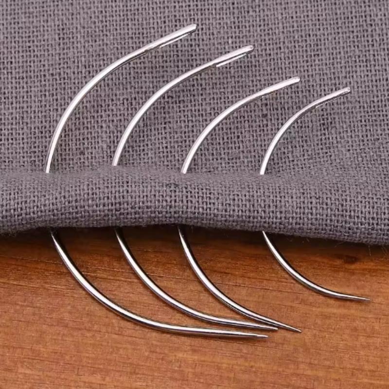 Sewing Curved Needle Leather Craft Sewing Accessories C Type Stitching Big Eye Needle Long Straight Needles Hand Repair Sewing