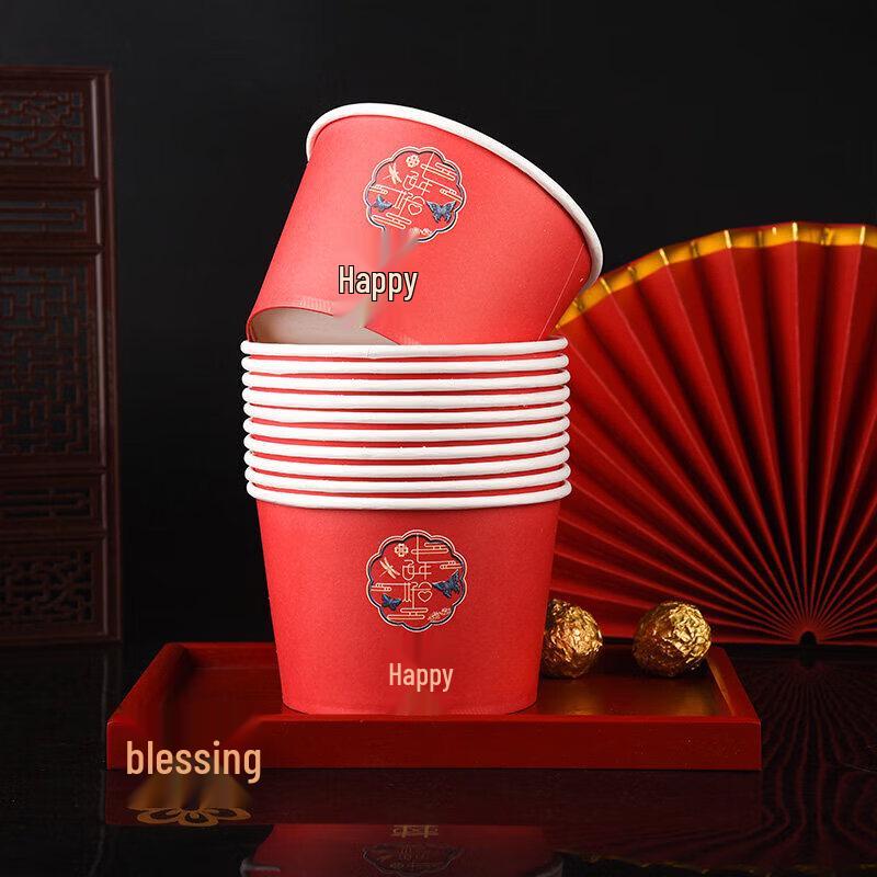 Disposable Wedding Red Paper Bowls & Tableware Set