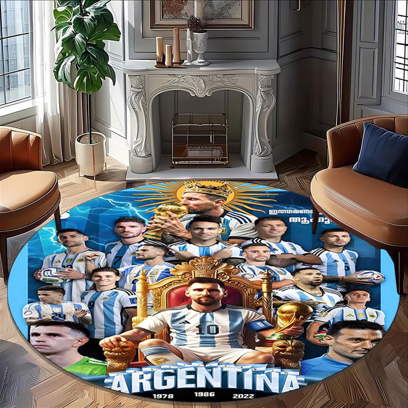 1pc M-Messi1 Carpet, Round Rug, Comfortable, Suitable for Entryways, Living Rooms, Office, And Bedrooms, Christmas Decoration
