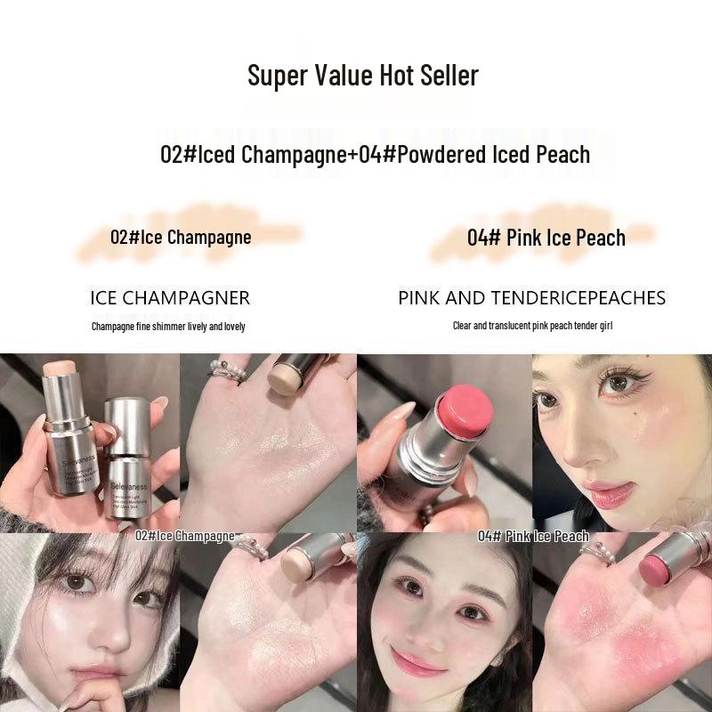 Karlshi Dewy Highlight & Contour Stick for Women – Fine Shimmer Nude Makeup Cream Blush