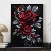 5D Gothic Red Diamond Gem Rose Set, DIY Rhinestone Cross Stitch Craft, Decorative Home Wall Decorations