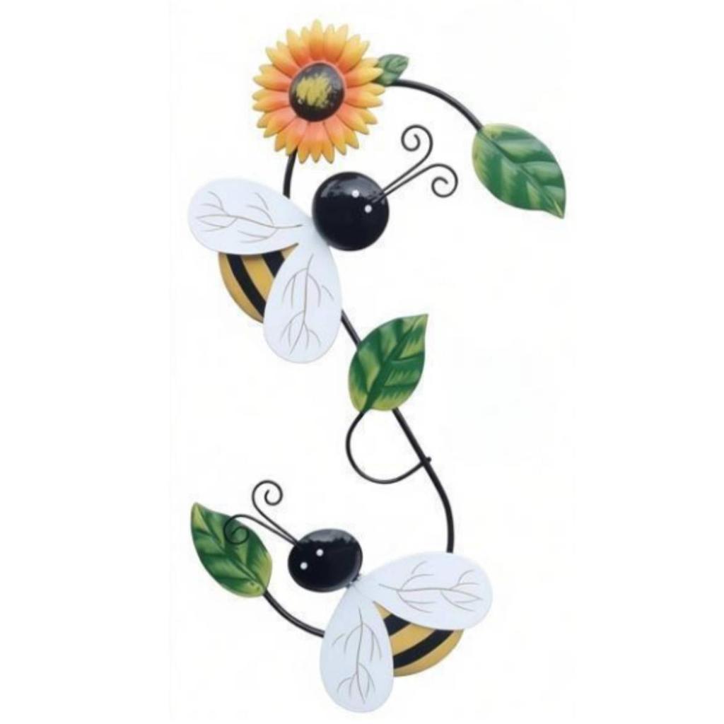 Metal Floral Design Wall Art Bright Colors Hanging Decoration