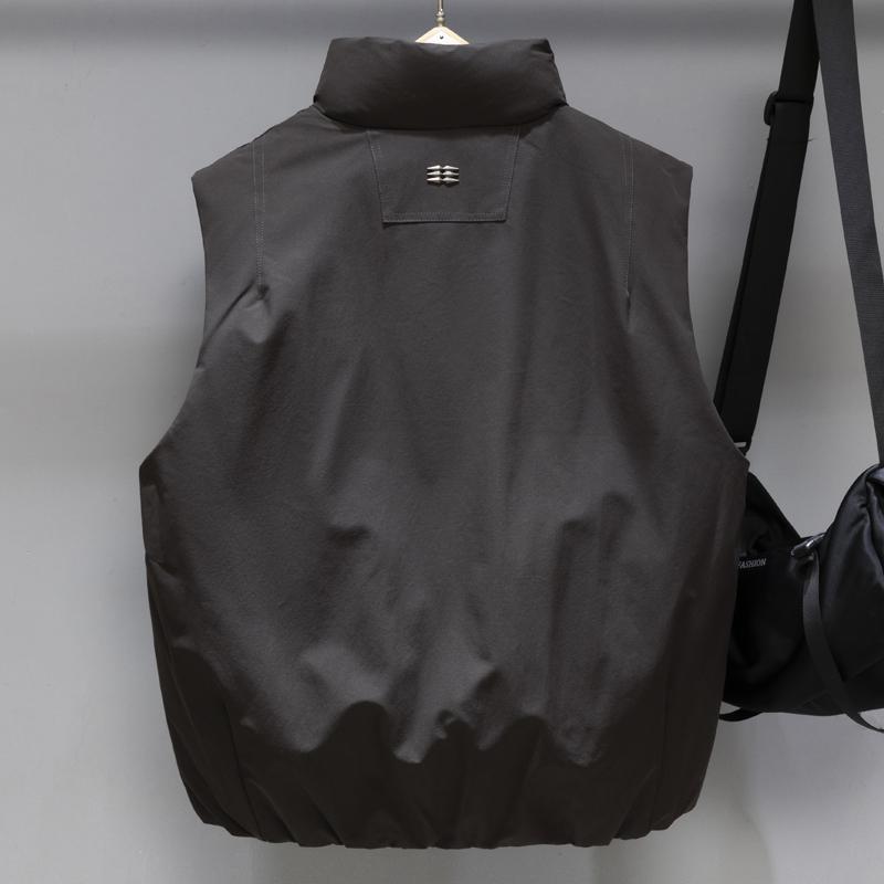 Gilet imbottito da uomo 50% piumino d'anatra bianco, con colletto alla coreana, chiusura a zip, casual, caldo, senza maniche, per l'inverno