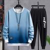 Hong Kong Style Fashion Casual Long Sleeve Men's Trendy Hoodie Set - Two-Piece Loose Fit