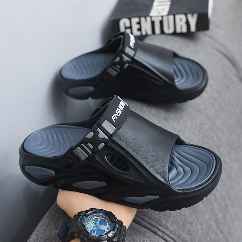 Men's Summer Slippers: Thick Sole, Non-Slip, One-Strap High-End Sandals for Home, Sports, Beach, and Water.