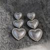Elegant Silver Needle Heart Tassel Stud Earrings – Exquisite & Versatile Ear Jewelry for Women