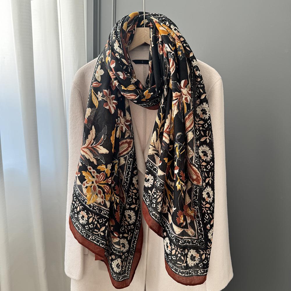 Cotton and Linen Scarf for Women 180x90cm Breathable and Soft Warm Autumn and Winter Shawl