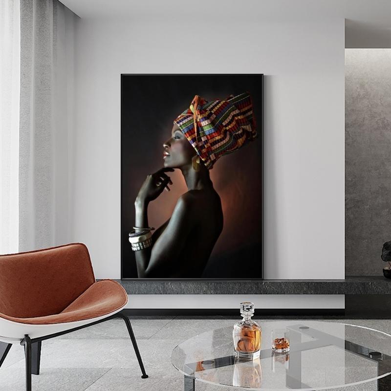 

Африканское искусство, черная женщина с головным убором, холст, картины на стене, художественные постеры и принты, картины на холсте для декора гостиной 21*30cm