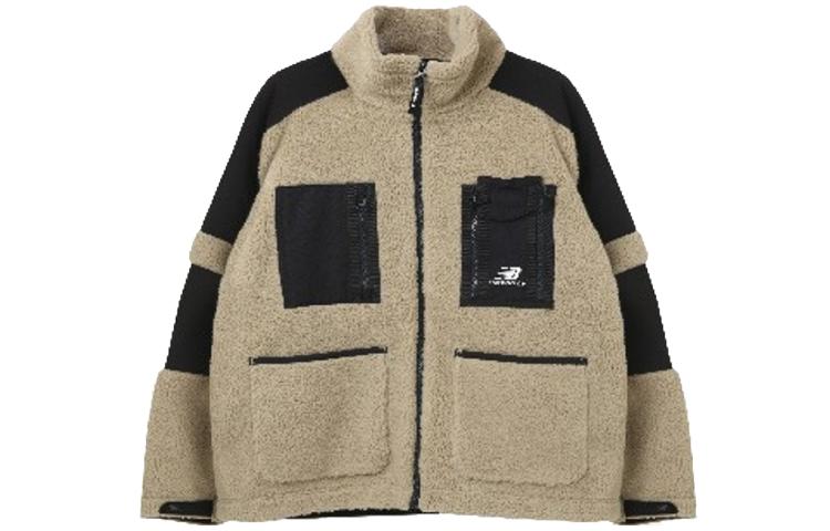 New Balance Velvet Jackets Men s Khaki Stand Collar Moderate MDA43121-BEI XXL