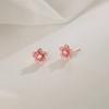 925 Silver Needle Enamel Zircon Flower Plant Stud Earrings For Women Classic Jewelry Light Accessories