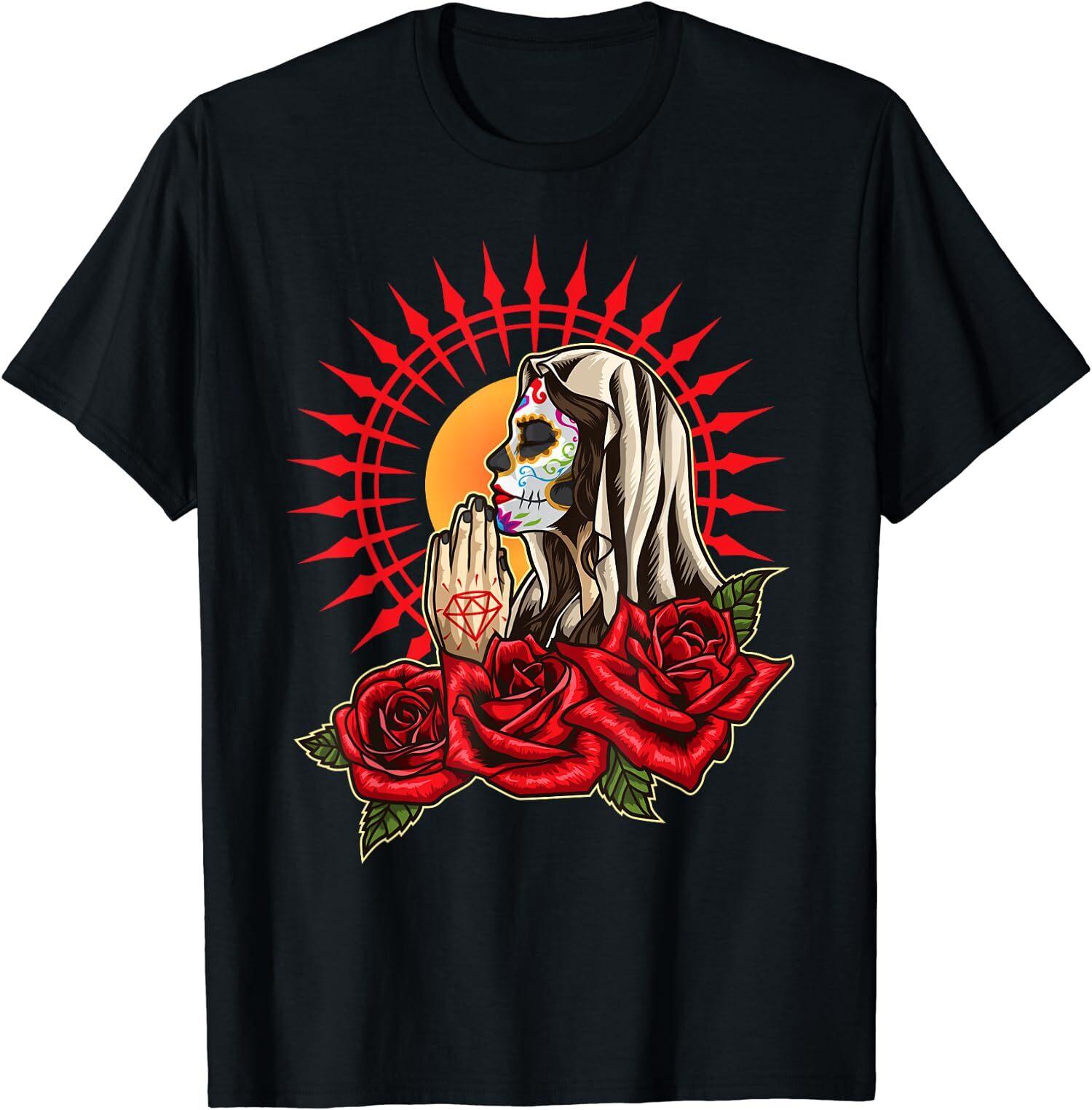 New Limited Praying La Calavera Catrina, Sugar Skull, Santa Muerte T-Shirt S