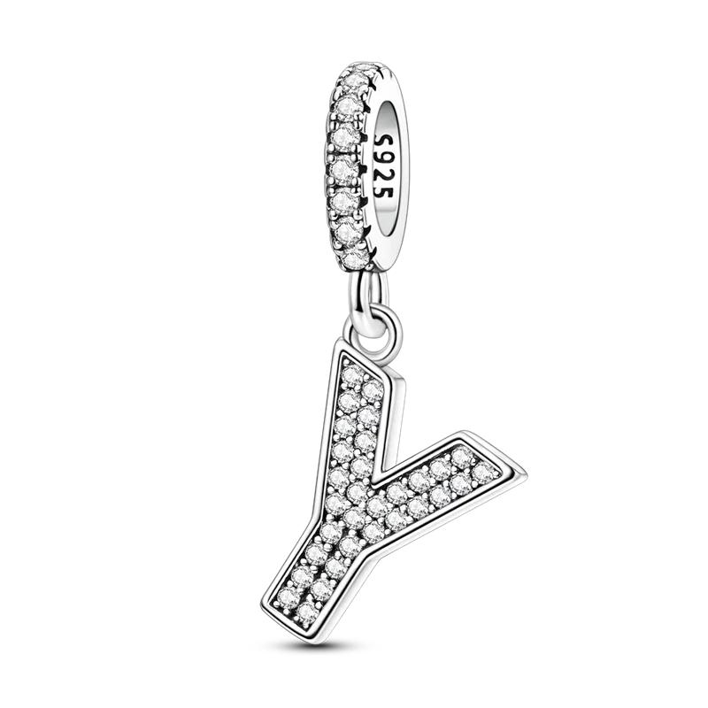 Originale DIY A-Z Alphabet Anhänger Perle Kupfer Eingelegter Zirkon Liebesbriefe Dangle Schmuck Geschenk Passend für Armreif