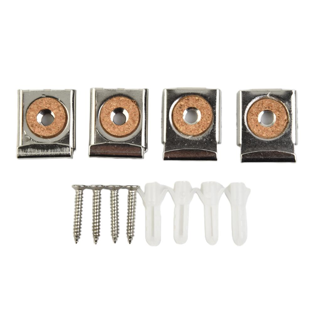 Heat-resisted Bathroom Glass Spring Loaded Clips Ridged Clips 32mm*24mm*5mm 4-6mm Range 4pcs Adjustable Heavy-duty