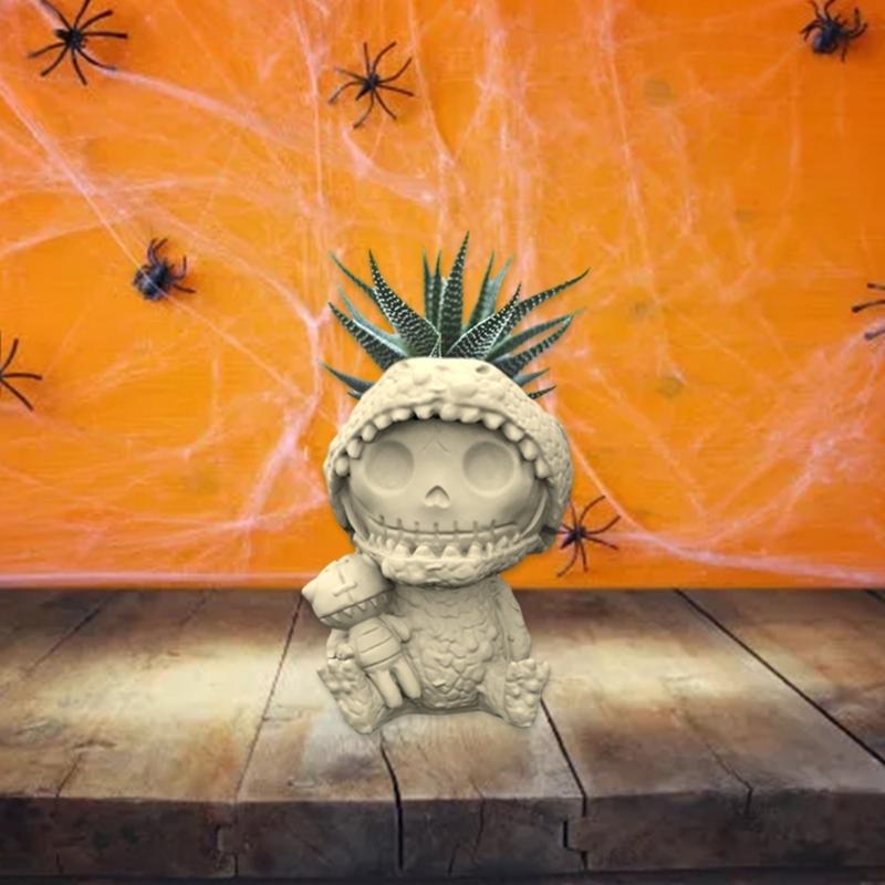 Halloween Skull Man Silicone  Mold Succulent Flowerpot Clay Cement Plaster Molds  Home Garden Flower s Mould