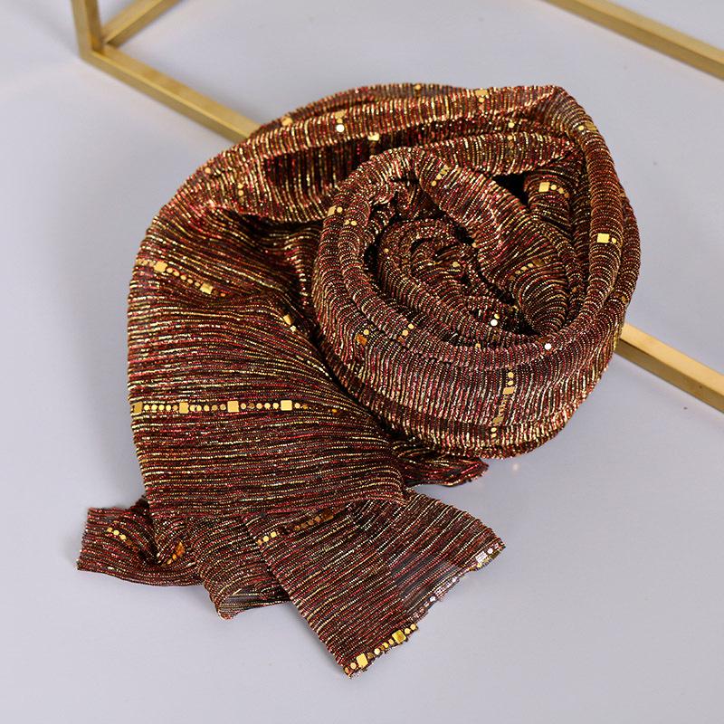 Slide Filament Colorful Striped Shawls Sequined Thin Scarf for Women Fashion Trend Personalized Shawl Scarf