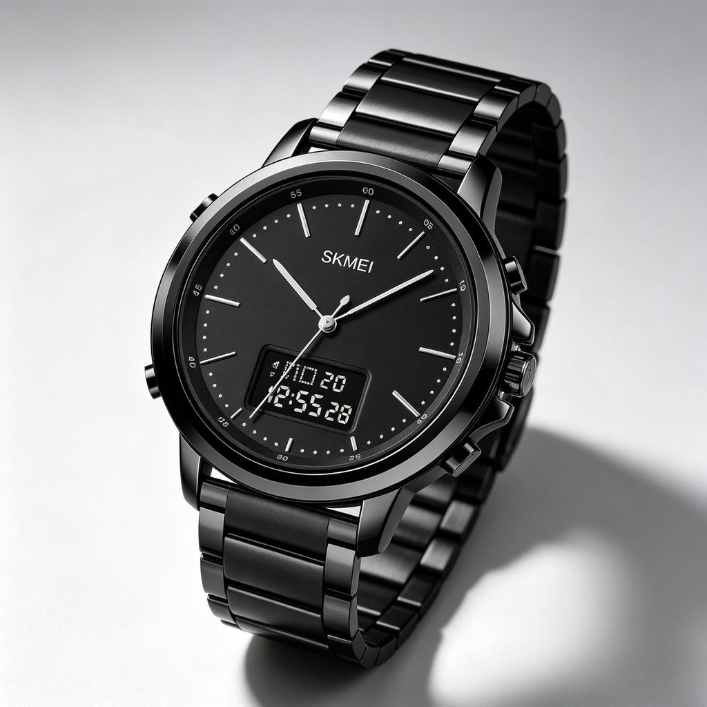 Men's Watch SKMEI Leather Strap 50M Waterproof LED Backlight 1652