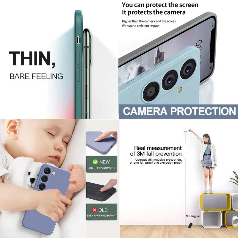 For Samsung A54 5G Case Liquid Silicone Camera Lens Protector Phone Cases For Samsung Galaxy A54 A55 A15 5G Soft Back Cover
