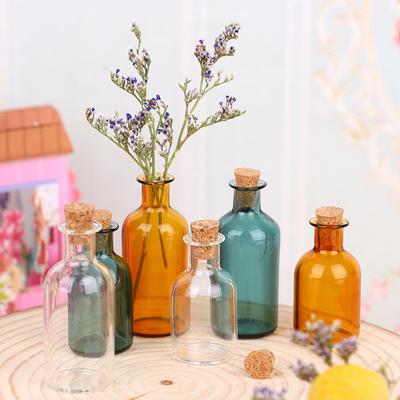 1:12 Dollhouse Mini Glass Bottle Cork Cover Storage Tiny Jar Vials Vase Decortoy