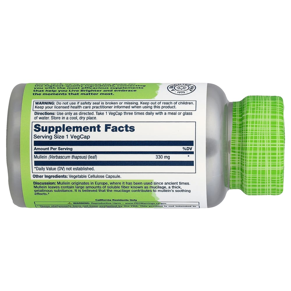 Solaray Mullein 330mg 100 Veg Capsules