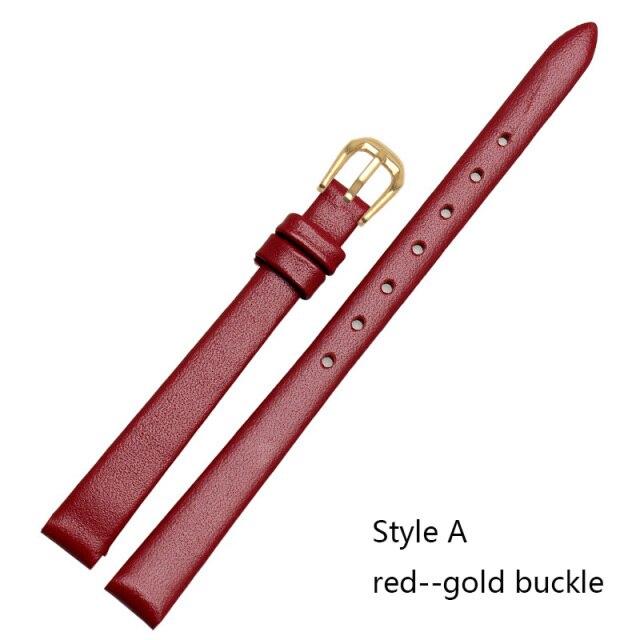 

Женский браслет для часов из натуральной кожи, модный ремешок для часов, наручные часы, мини-ремешок 6 мм, 8 мм, 10 мм, 12 мм, 14 мм, маленький размер, красный ремешок для часов 14mm
