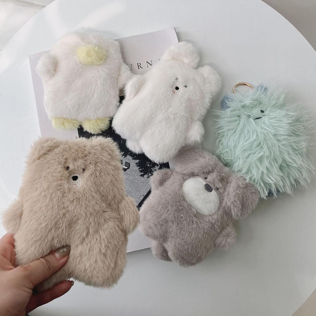 AS KNOW AS plus (ASKNOW AS PLUS) ZY8576 Souffle Key Ring Pouch, Rabbit, Size F, Ivory and White. Fluffy and fluffy plush toy. Cute pouch for small
