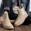 England Style Mens Casual Chelsea Boots Black Beige Cow Suede Leather Shoes Cowboy Ankle Boot Breathable Handsome Short Botas