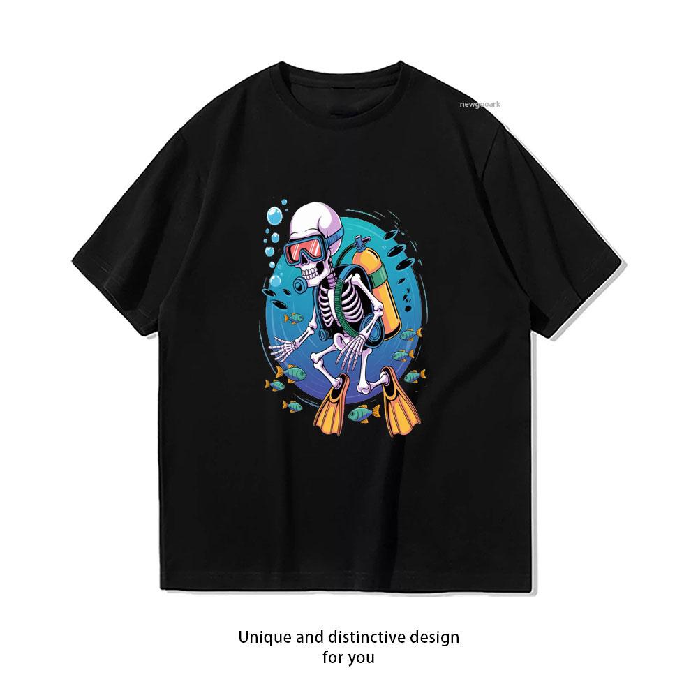 Skeleton Scuba Diving Diver TShirt woman man Casual cotton graphic t shirts Creative streetwear tops tee Shortsleev