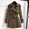 Women's Mid-Length Korean Style Trench Coat - Chic British Design