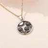 Female Round Stone Sunflower Pendant Necklace Vintage Gold Color Wedding Jewelry For Women