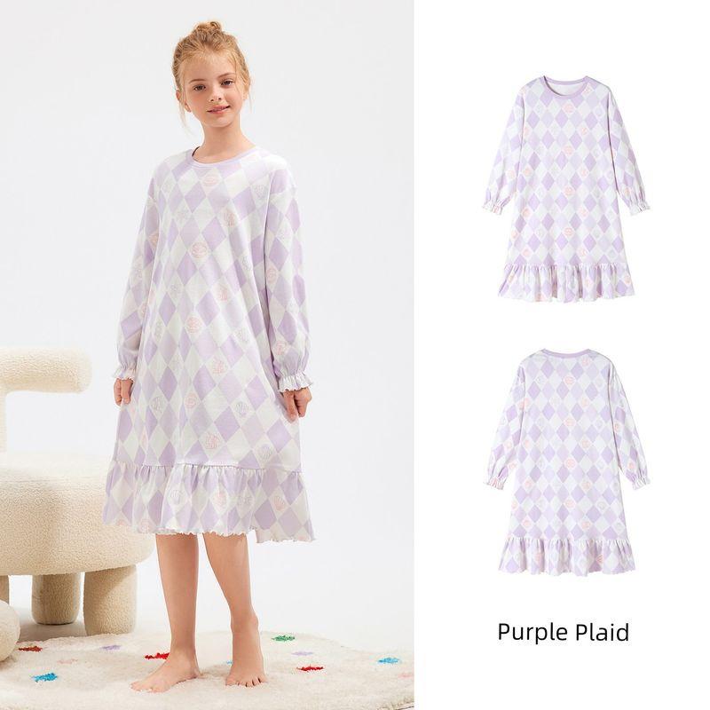 Navigare Italian Small Sailboat Children s Clothing Girls  Nightgown 2026 Spring New Children s Home Dress Purple Starfish 150