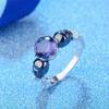 Fashion Retro Color Separation The Skull Head Inlaid Colorful Zircon Platinum Ring