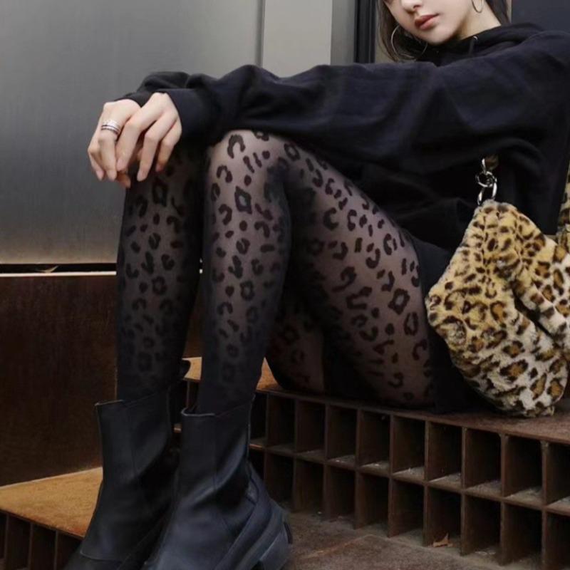 Women's Sexy Leopard Print Leggings with Fleece 2026 Winter Stockings for Warmth, Black Women's Pantyhose
