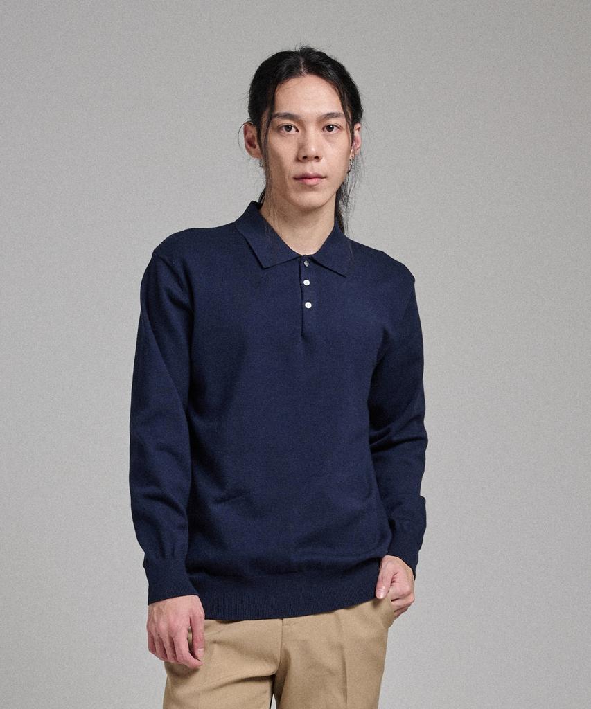 ANALOG MOOD Semi-Collar Neck Knit (Navy)