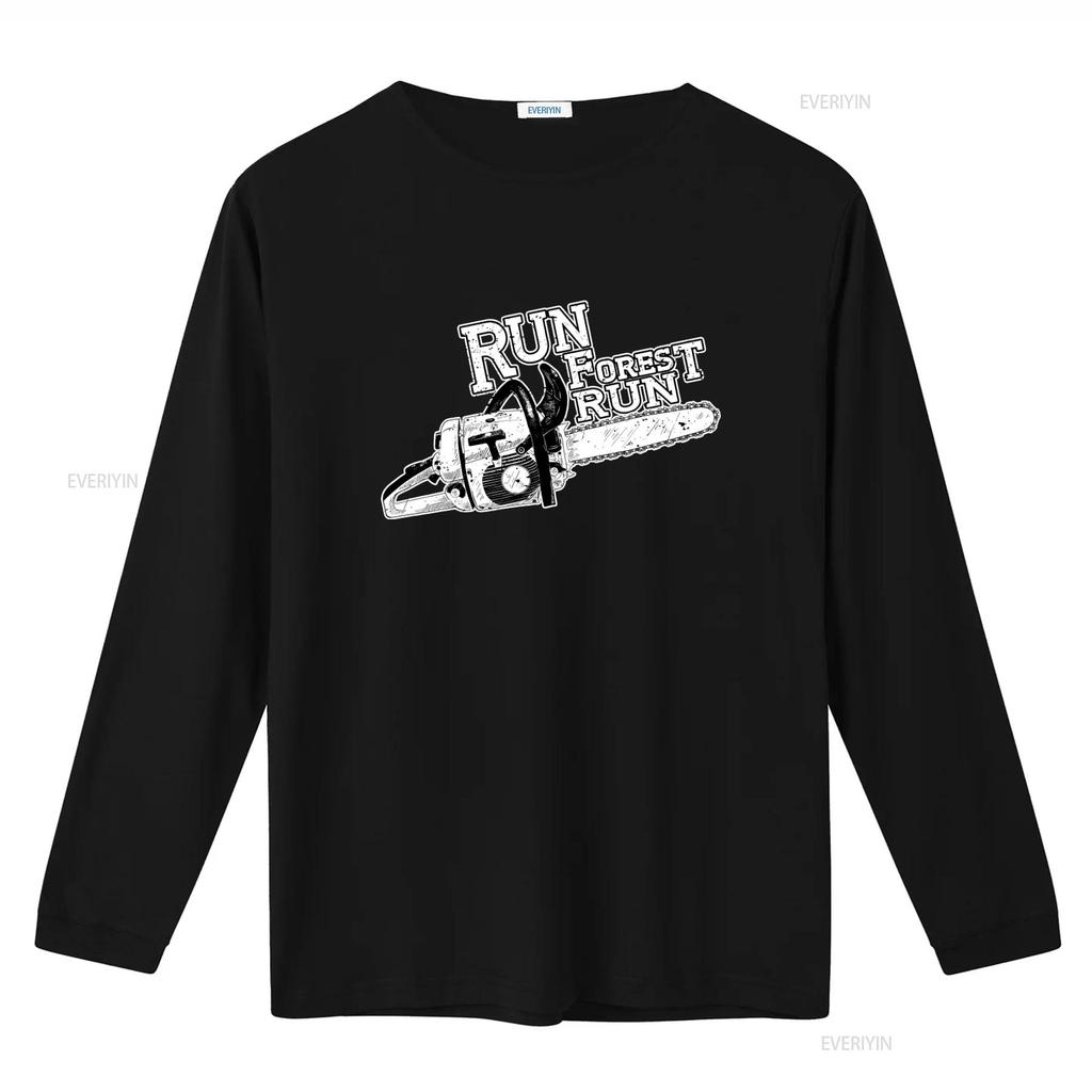 Run Forest Chainsaw T Shirt Black Dmc Style with Running Gump Movie Quote Perfect for Lumberjack Enthusiasts vintage Washed