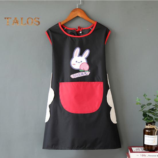 Cooking Apron Contrast Color Oil-proof Workwear Lovely Sleeveless Dinner Apron for Home