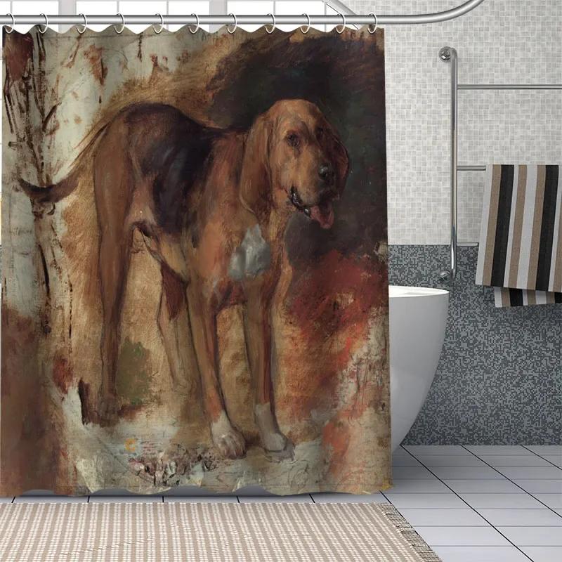 Adorable Bloodhound Puppy Shower Curtain, Waterproof Fabric With Hooks, Multiple Sizes Unique Pet Design For Bathroom Decor