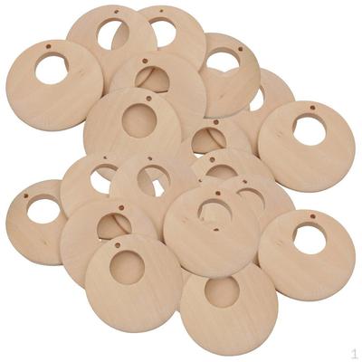 50pcs Unfinished Wood Pendants Earring Ring Big Hole Charms Findings