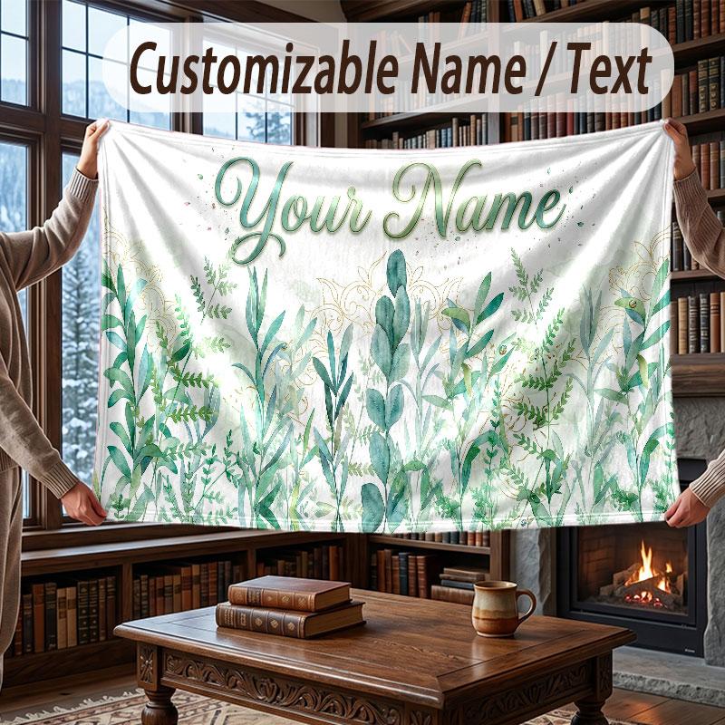 Mountain Landscape Theme Throw Blanket Custom Name Text Personalized Blanket Soft Cozy Blanket for Home Sofa Bed