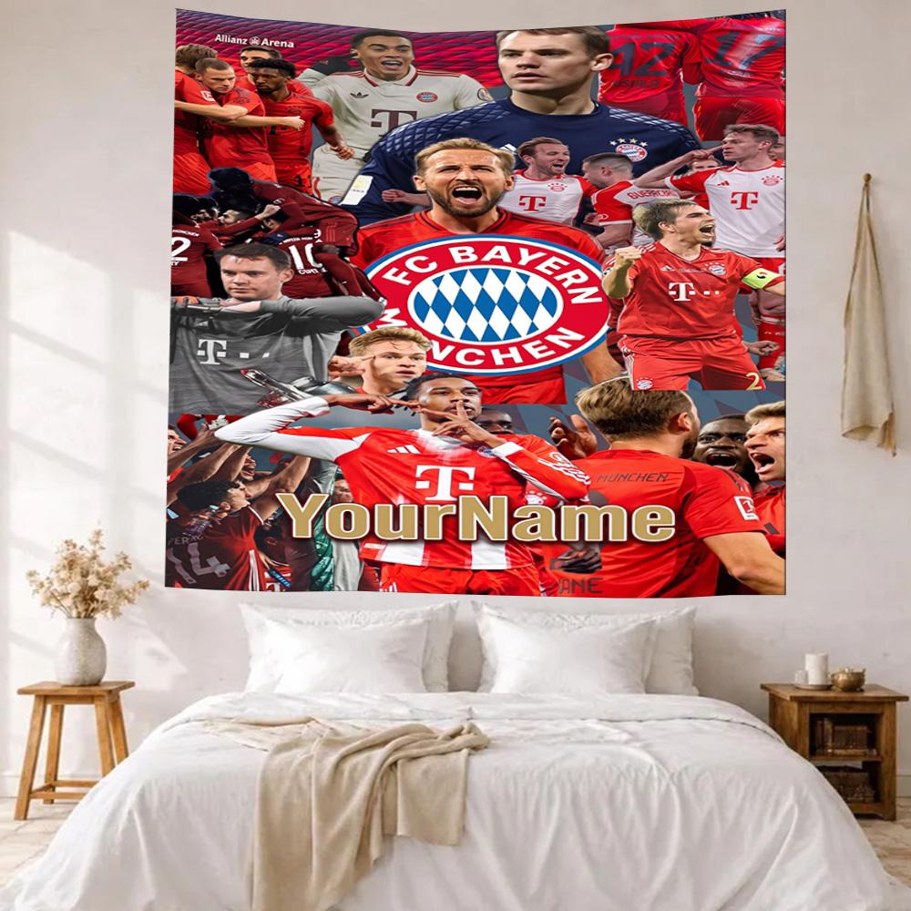Bayern Munich Custom Your Name Wall Decor Tapestry Art For Pet Memorial Birthdaywedding Party Backdrop Family Gift