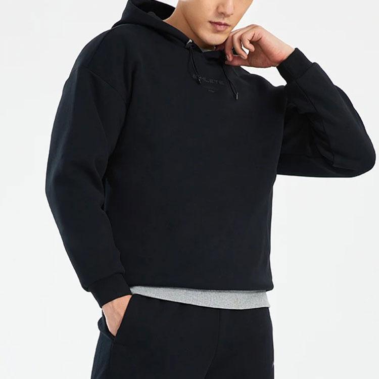Li-Ning Fitness Series Solid Color Loose Hoodie Men Tops Black AWDS001-1