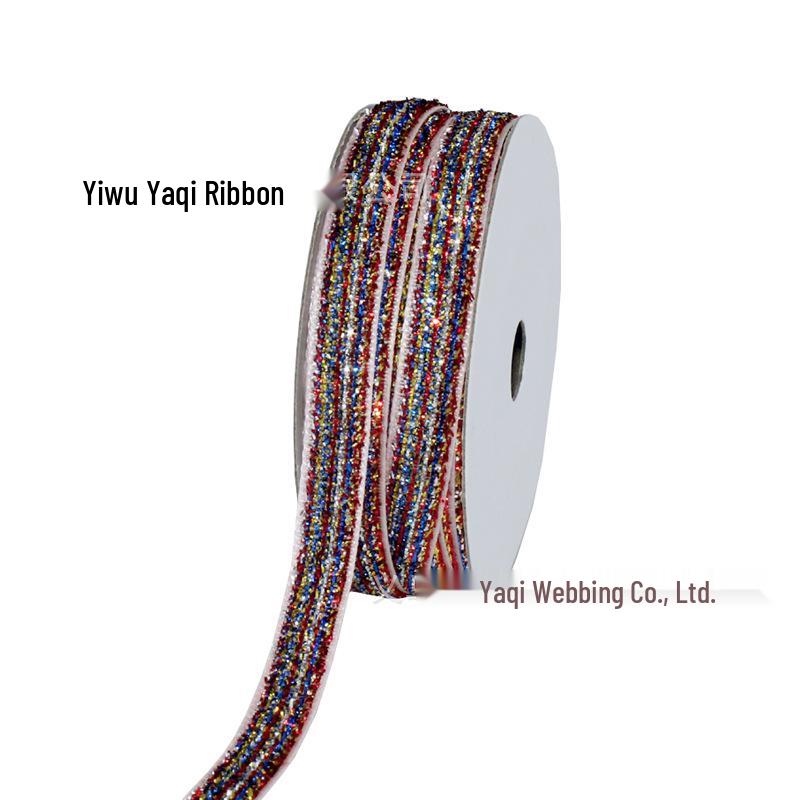 1cm Flocked Ribbon for Gift Wrapping & Costume Decoration - Non-Elastic, Shiny Woven Design
