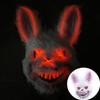 Face Cushion Spooky Throw Pillow Halloween Face Cushion with Light-up Furry Prop for Rave Parties Spooky Bear Rabbit Costume