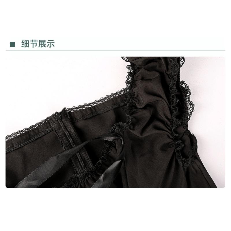 Kostium Cosplay na Halloween Koronkowy Kołnierz Damska Klasyczna Czarna Warstwowa Koronkowa Sukienka Goth Lolita Sznurowana