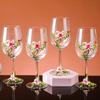 Luxury Crystal Enamel Goblet Glasses Vintage 3D Floral Decor Wine Glass Champagne Cup for Wedding Party Home Bar Home Party Gift