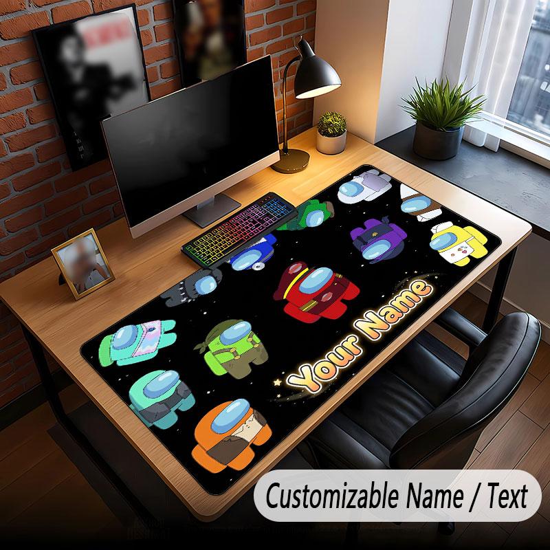 Custom Name Text Big Mouse Pad,Among Us Soft Non Slip Extended Desk Mat For Home Office