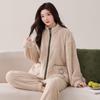 [Shopping mall quality] Couple pajamas women's autumn and winter velvet thickened turtleneck flannel men's loungewear set