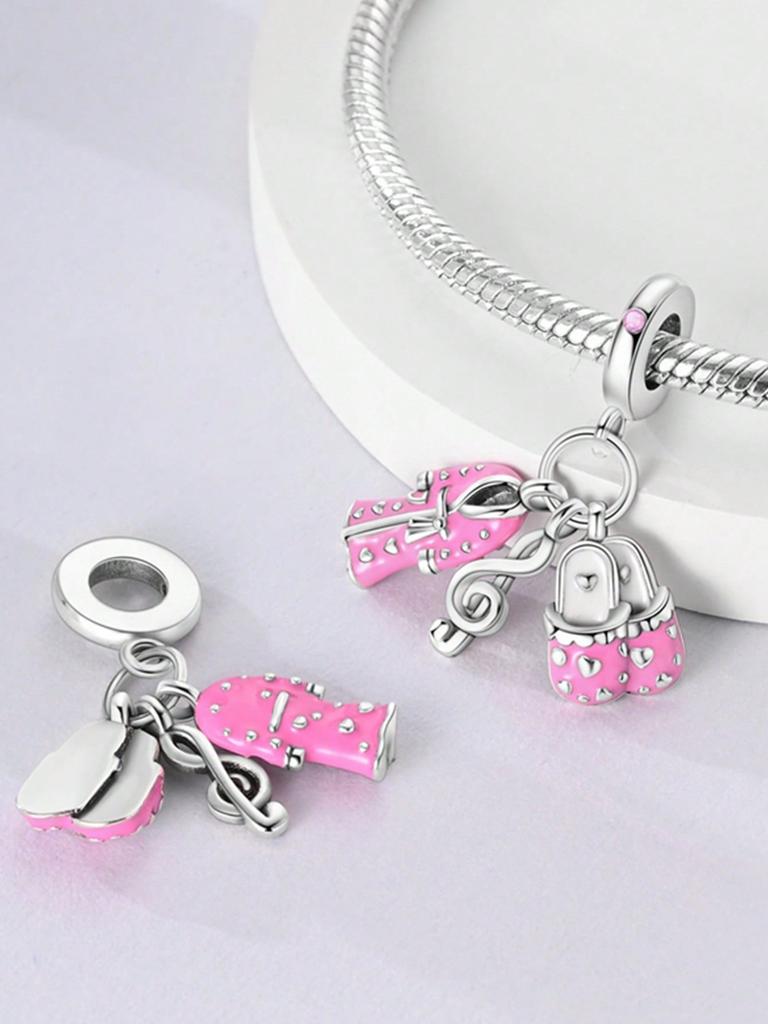 Charms Plata Pink Clothes Scissors Beads Copper Plated Fit Charms Copperoriginal Bracelet For Jewelry Making Diy Charm